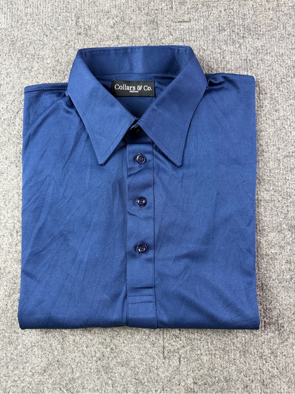 Collars & Co Mens Short Sleeve Dress Collar Polo Shirt Size M Navy